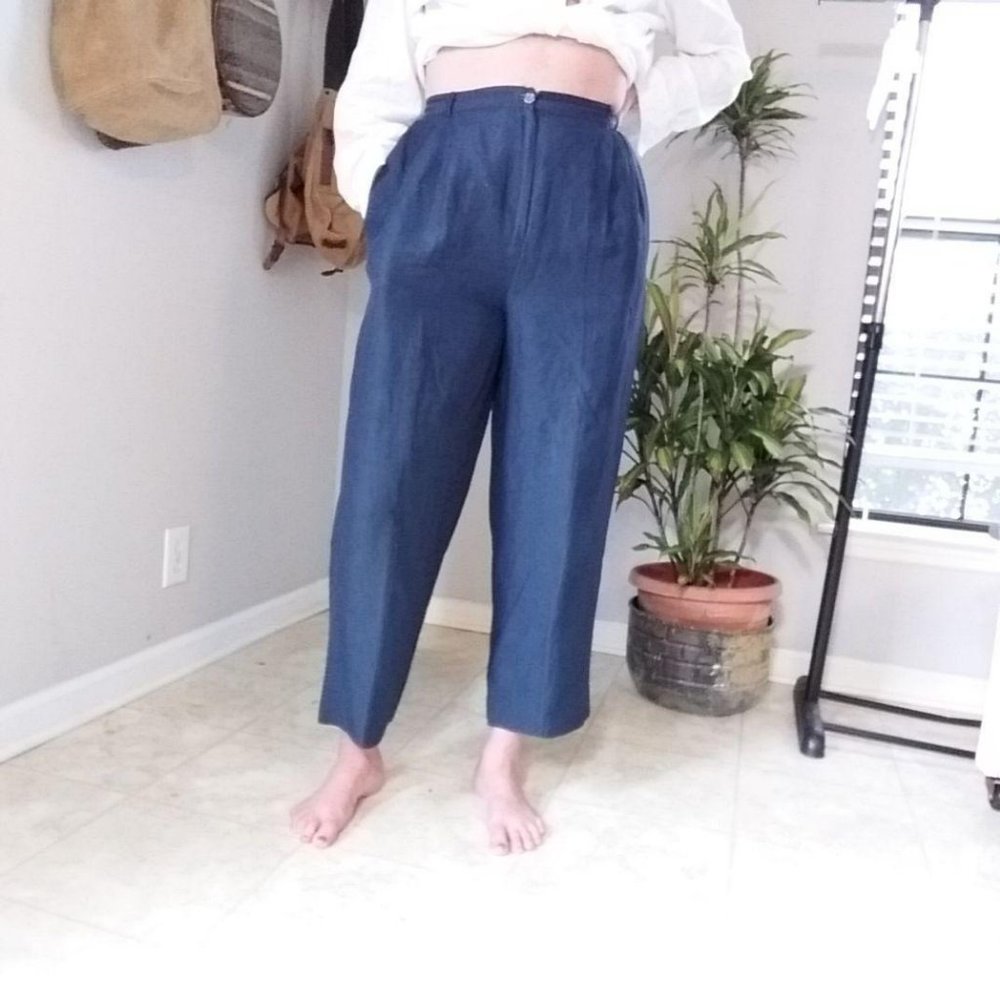 VTG Slacks High Rise Navy Blue Career Lined Womans